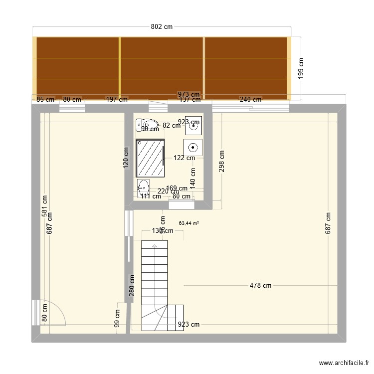 sousol maison 2. Plan de 1 pièce et 63 m2