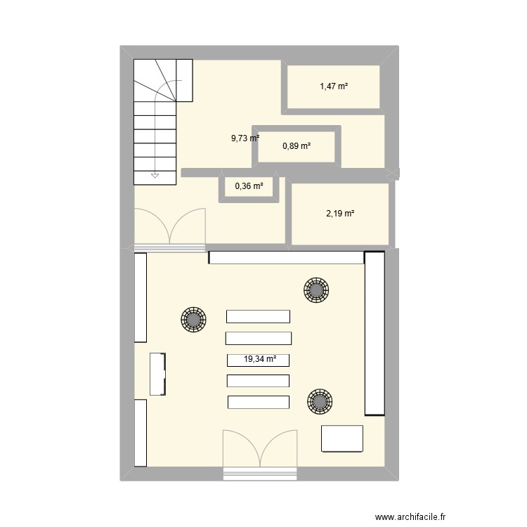 nocibe. Plan de 6 pièces et 37 m2