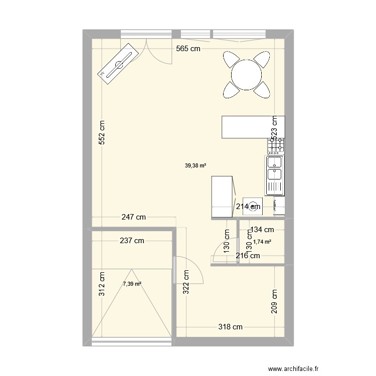 Coulaines Rdc apres. Plan de 3 pièces et 49 m2