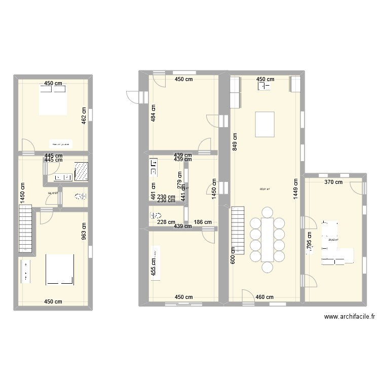 Plan vierge. Plan de 6 pièces et 215 m2