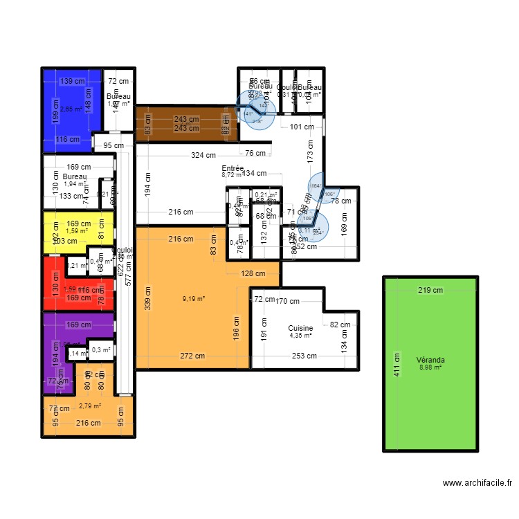 plan FDP. Plan de 25 pièces et 57 m2