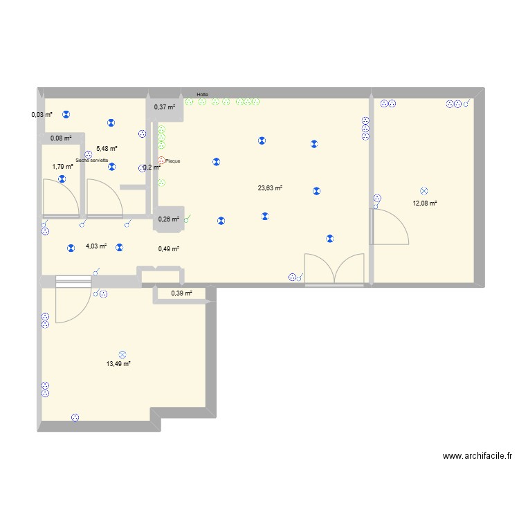 YVES SIGOLSHEIM. Plan de 13 pièces et 62 m2