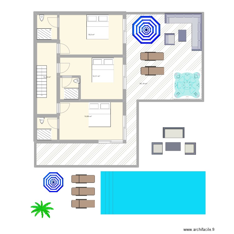 villa etage 1. Plan de 5 pièces et 126 m2