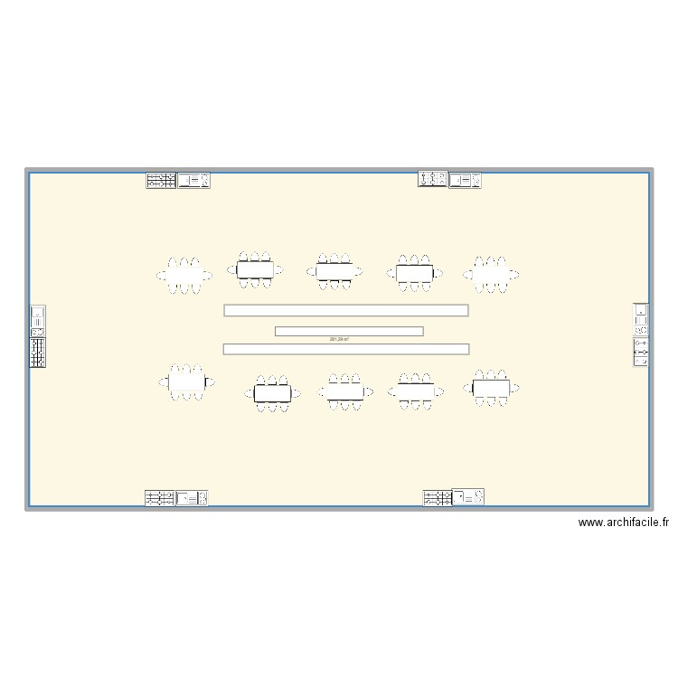 Halle. Plan de 1 pièce et 281 m2