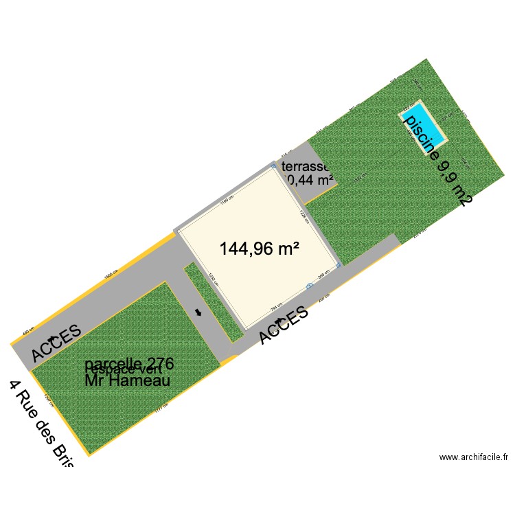 plan cadastre projet piscine Hameau 2. Plan de 1 pièce et 145 m2