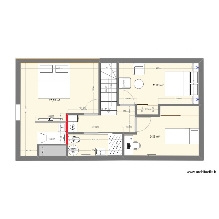 PAM etage Stentz. Plan de 6 pièces et 50 m2