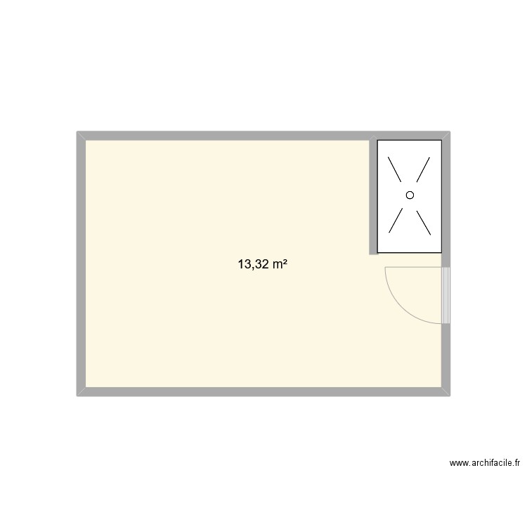 SDB bois. Plan de 1 pièce et 13 m2