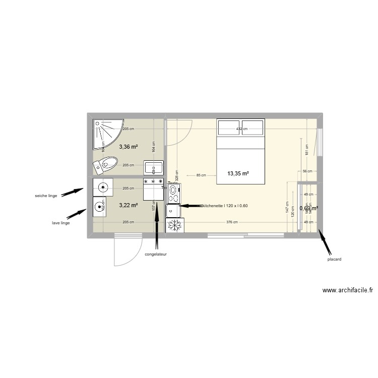 Prade lez. Plan de 4 pièces et 21 m2