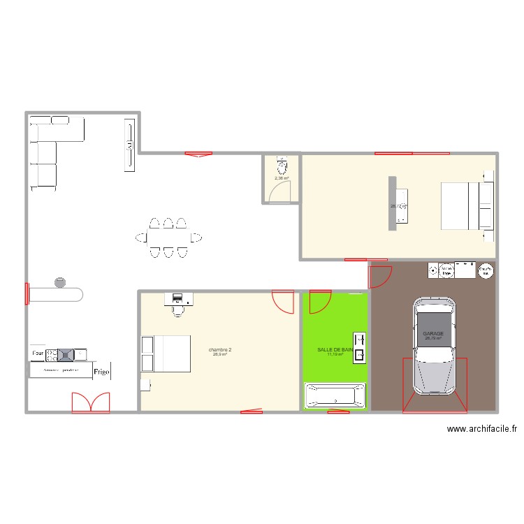 Plan Maison GD. Plan de 5 pièces et 96 m2