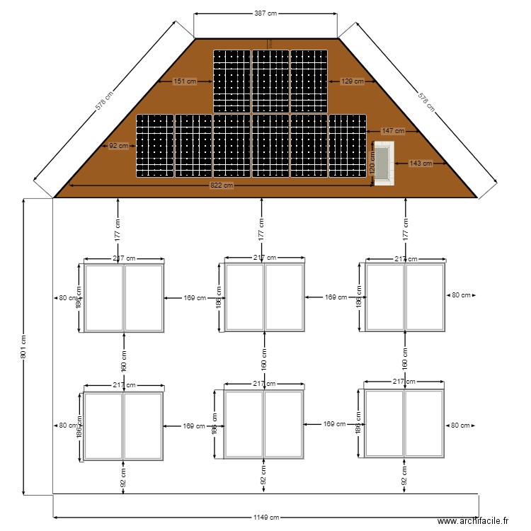 Tsoutis . Plan de 1 pièce et 33 m2