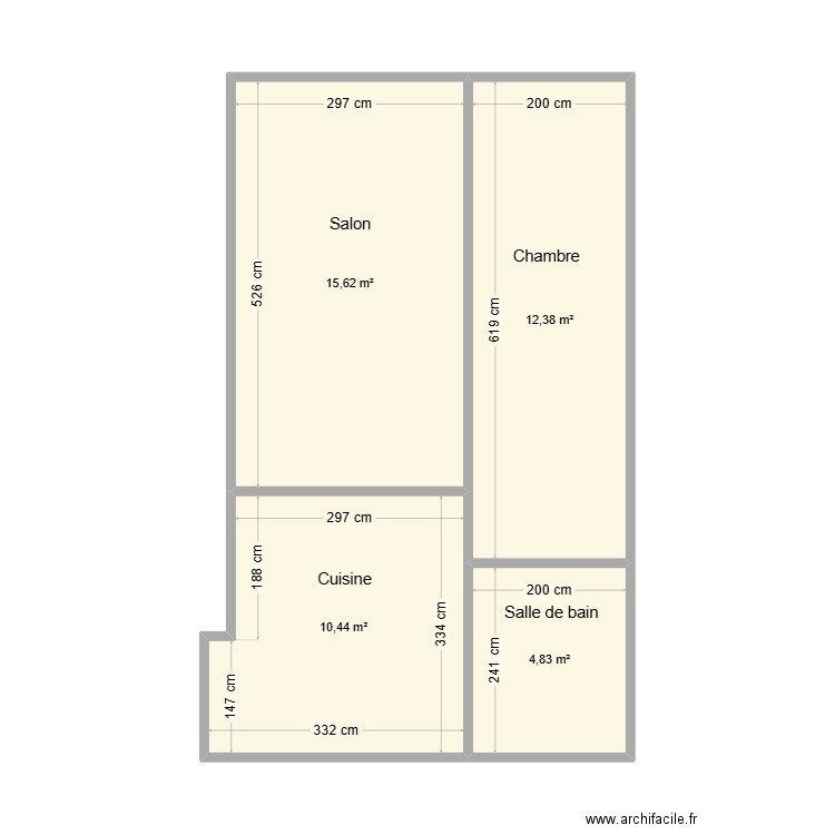 BERNEX Montbé app 2. Plan de 4 pièces et 43 m2