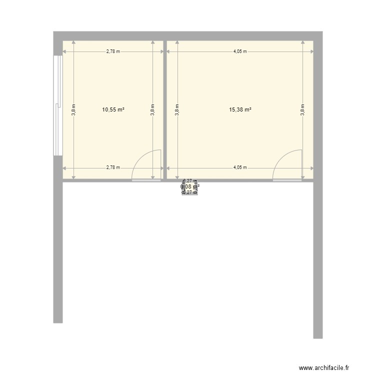 astrin / siege. Plan de 3 pièces et 26 m2