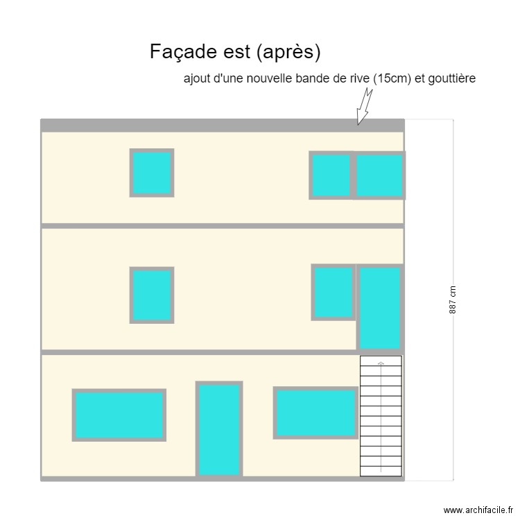 Brasseurs façade est (après). Plan de 3 pièces et 73 m2