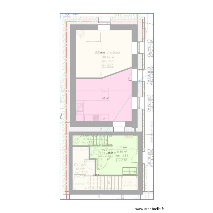 BasActuel. Plan de 4 pièces et 48 m2