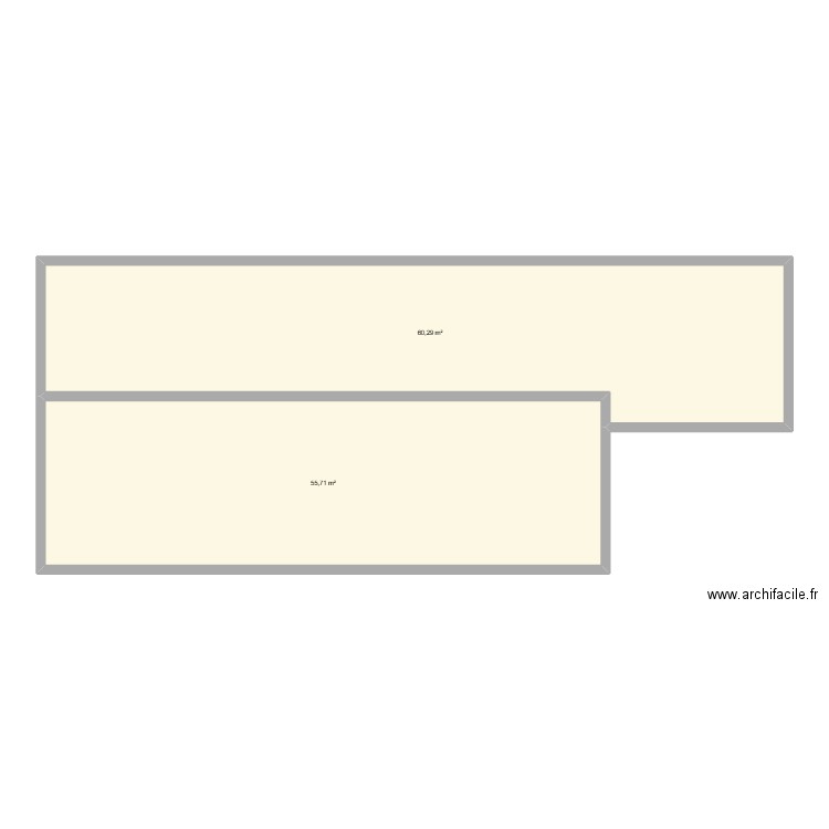 DUSSAP sous sol. Plan de 2 pièces et 116 m2