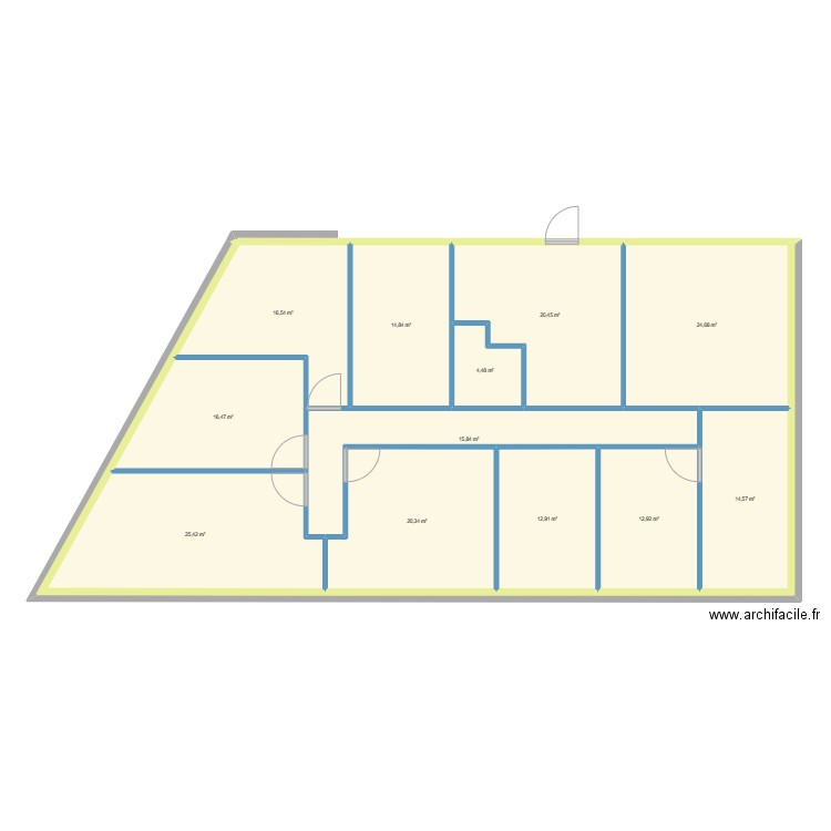 bureau2. Plan de 9 pièces et 200 m2