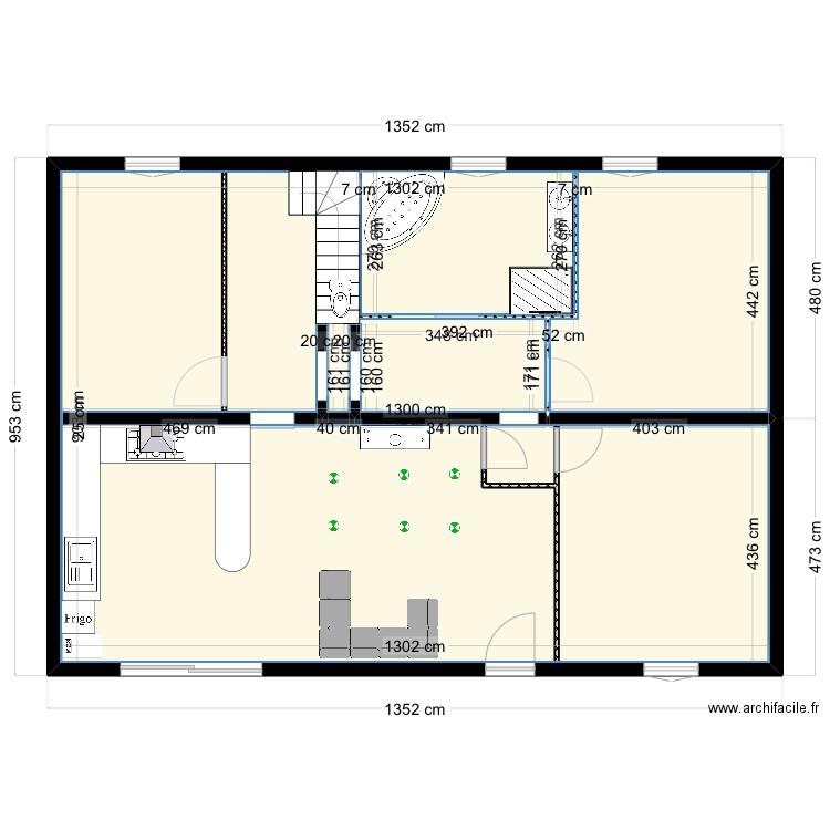 Sous sol. Plan de 1 pièce et 113 m2