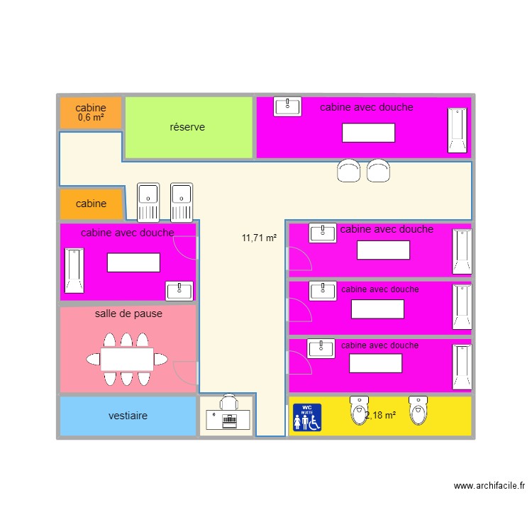 spa beryl. Plan de 13 pièces et 39 m2