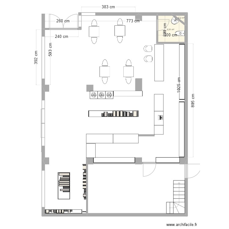 xxx2. Plan de 2 pièces et 4 m2