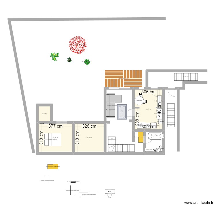 maison2. Plan de 4 pièces et 38 m2