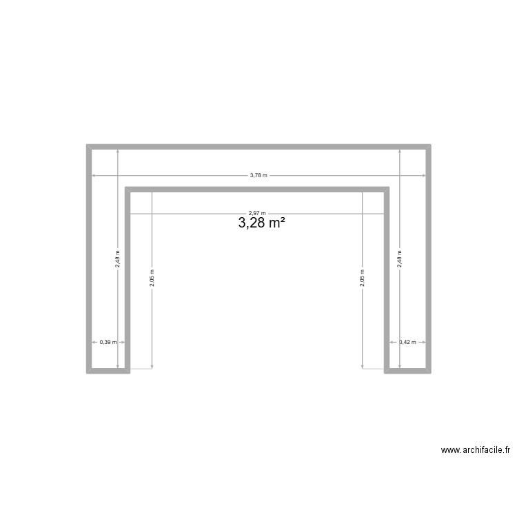 ioo. Plan de 1 pièce et 3 m2