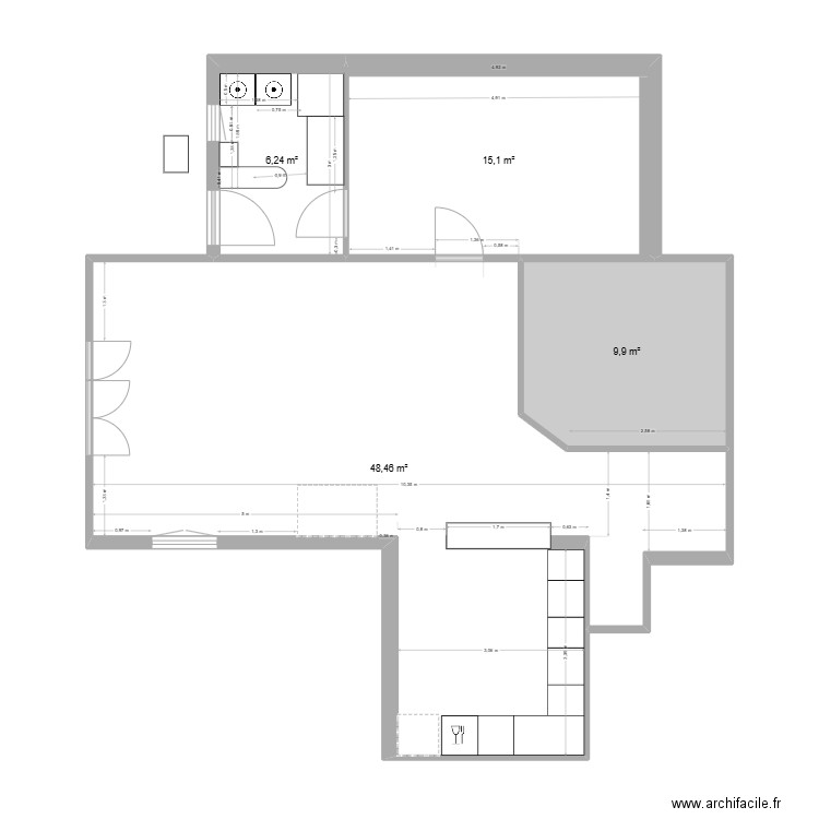 leclercq buanderie 1. Plan de 4 pièces et 80 m2