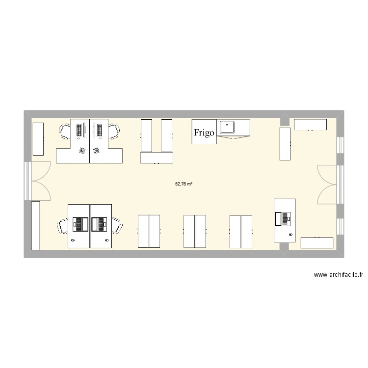 Bureau2. Plan de 1 pièce et 53 m2