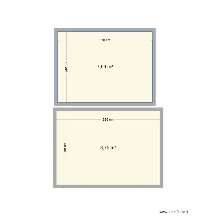 pieces 2. Plan de 2 pièces et 16 m2