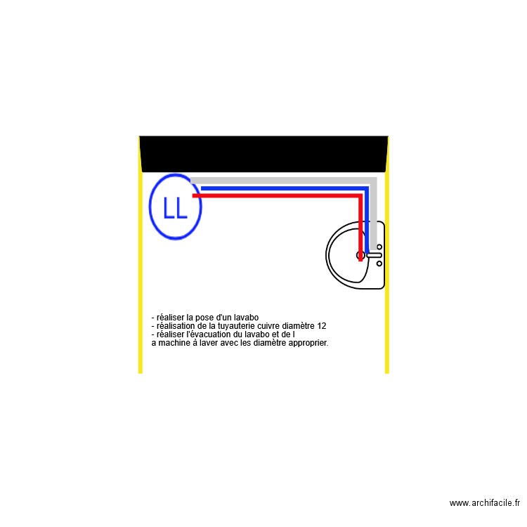 pose lavabo. Plan de 0 pièce et 0 m2