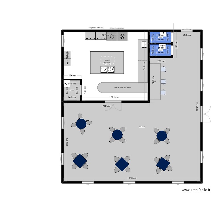 plan du restaurant. Plan de 5 pièces et 149 m2