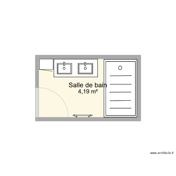 sdb. Plan de 1 pièce et 4 m2