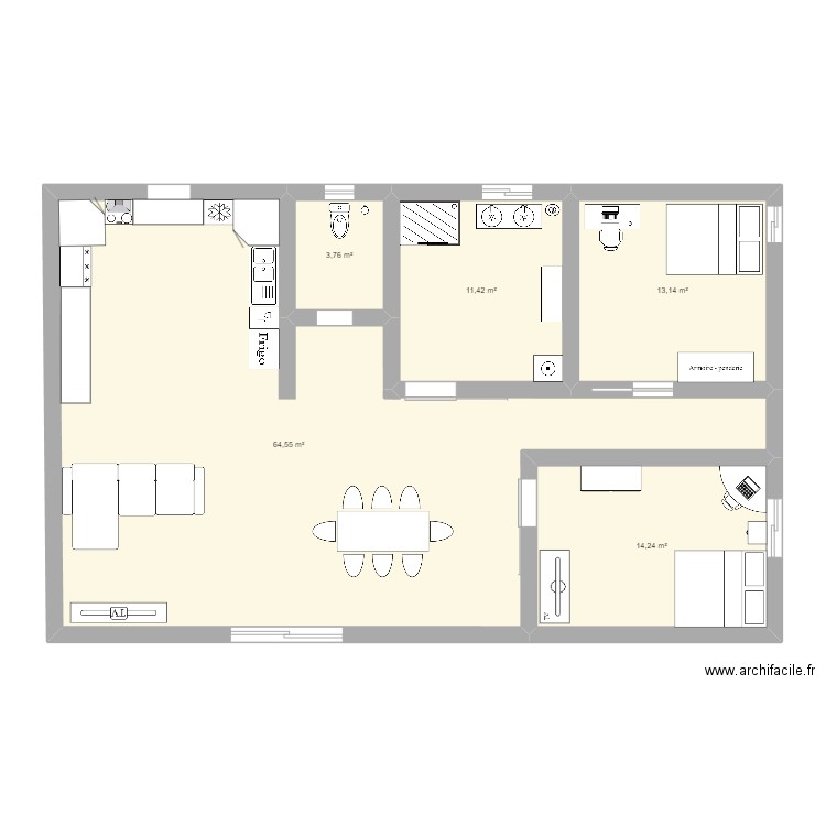 Maison. Plan de 5 pièces et 107 m2