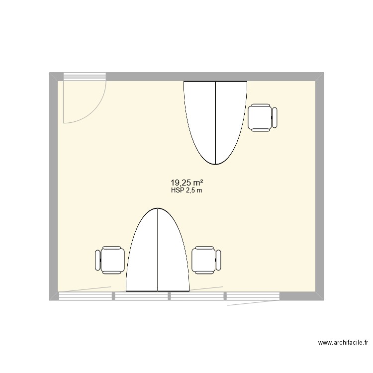 bureau pole hsm. Plan de 1 pièce et 19 m2