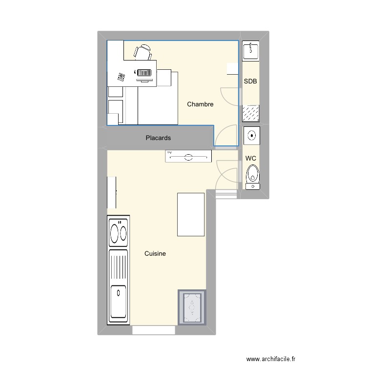 Appart Clem. Plan de 5 pièces et 27 m2