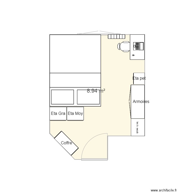 Ma Chambre Future. Plan de 1 pièce et 9 m2