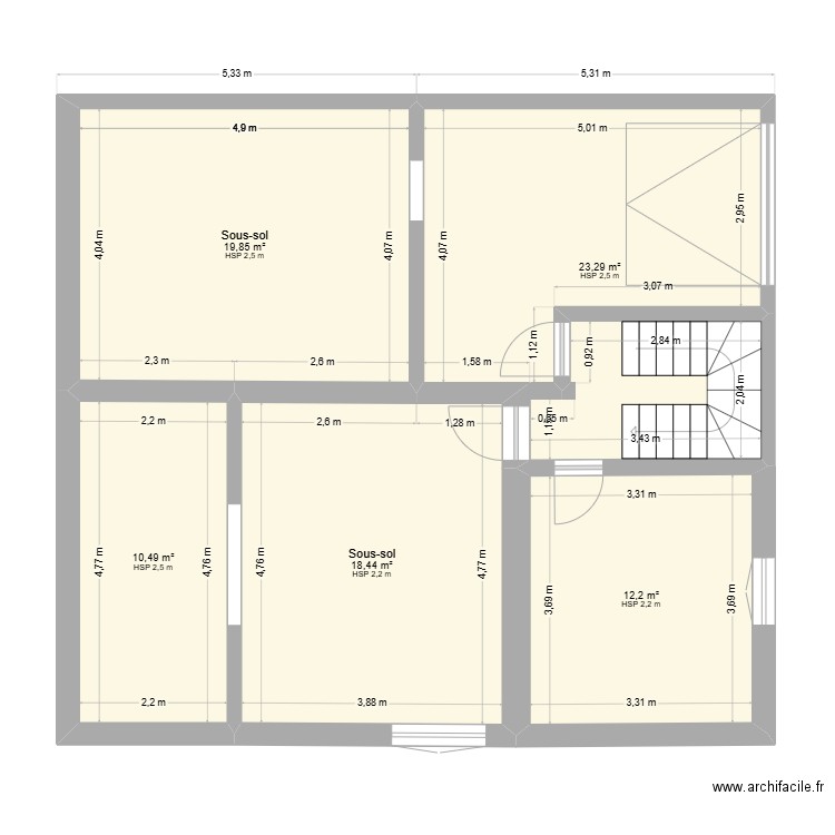 maisonbas2. Plan de 5 pièces et 84 m2