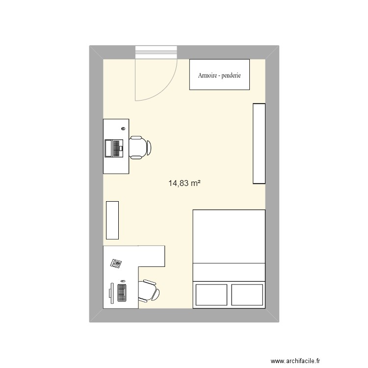 chambre_moi. Plan de 1 pièce et 15 m2