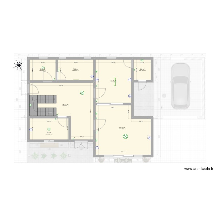 Amboanjobe. Plan de 7 pièces et 91 m2