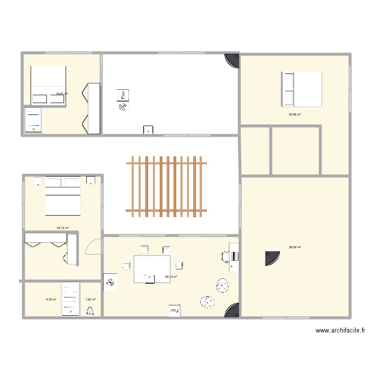 2EME IDEE. Plan de 7 pièces et 142 m2