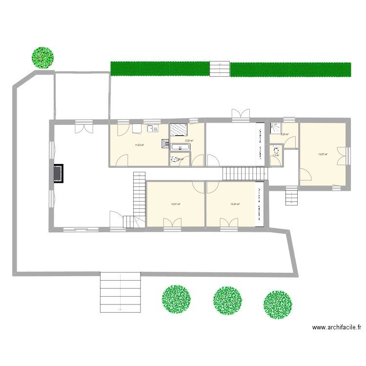 brindas 7/11. Plan de 8 pièces et 61 m2