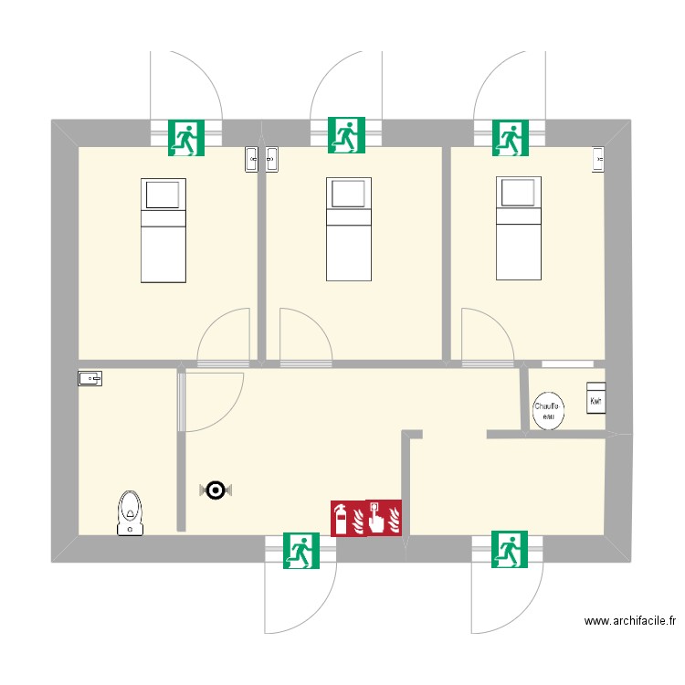 plan. Plan de 2 pièces et 46 m2