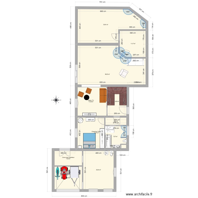 Troisgots renouveau. Plan de 26 pièces et 269 m2