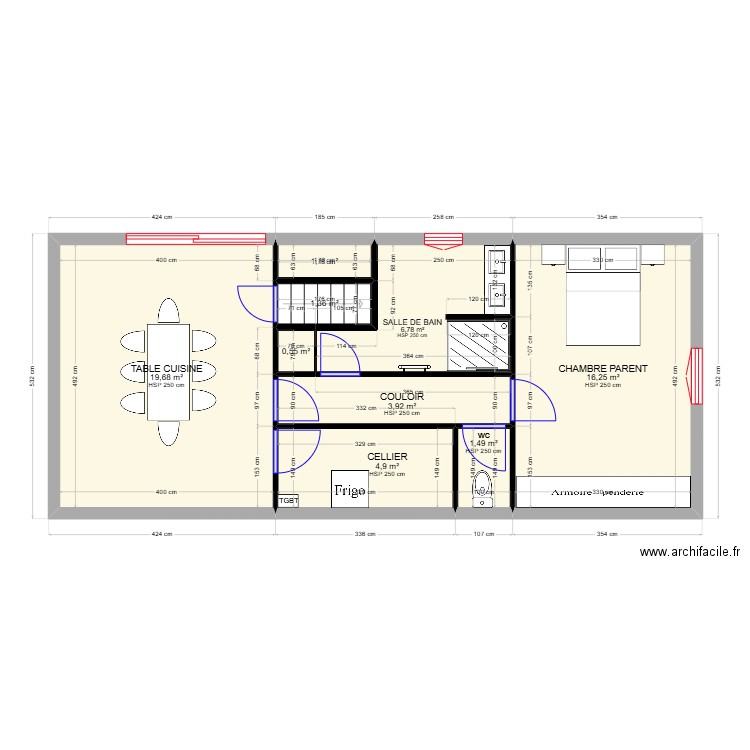 PLAN MODIFIER ALAIN. Plan de 9 pièces et 56 m2