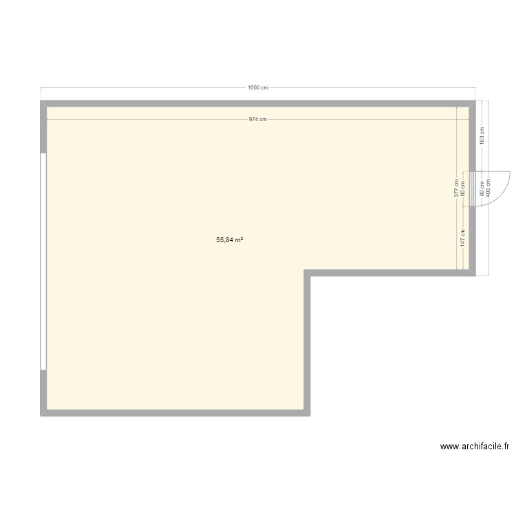 garage. Plan de 1 pièce et 56 m2