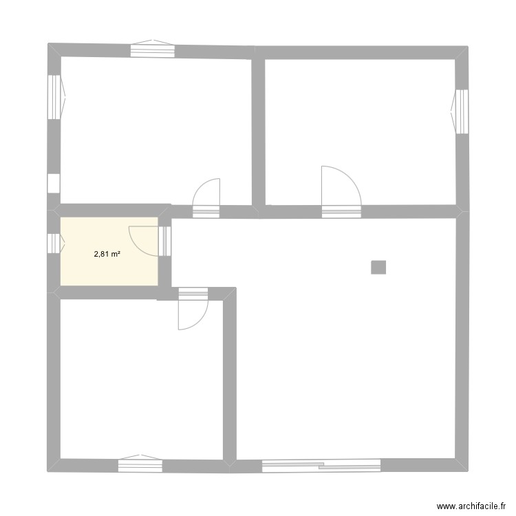 Maison Moderne de 3 Chambres 1 Salon. Plan de 1 pièce et 3 m2