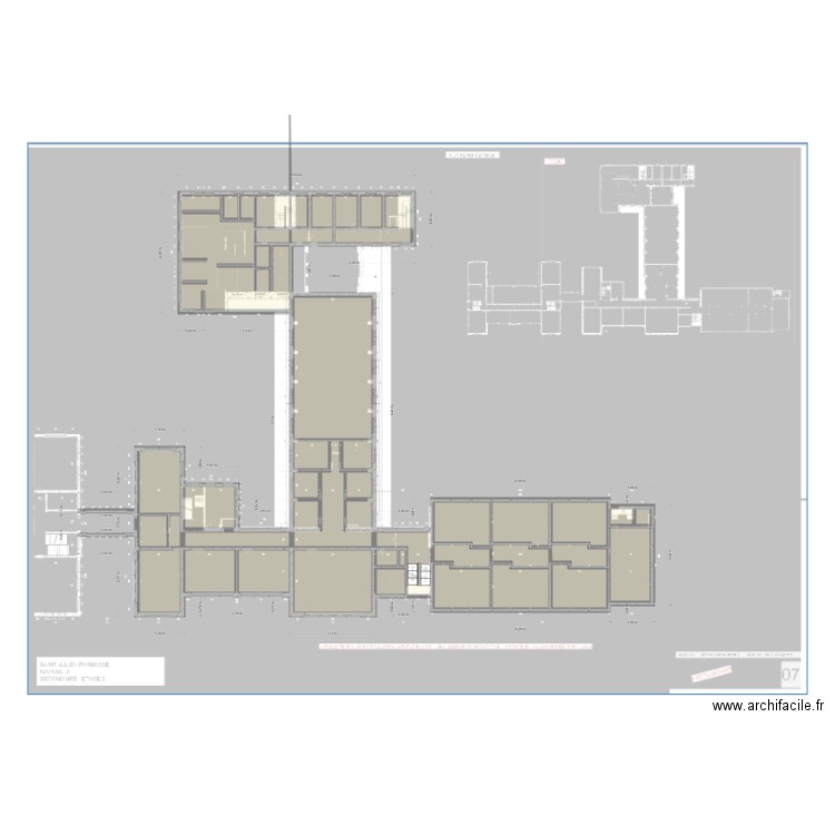 ISJP/Niveau 2/Secondaire. Plan de 39 pièces et 99 m2