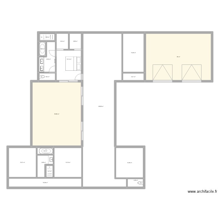 mika47. Plan de 20 pièces et 291 m2