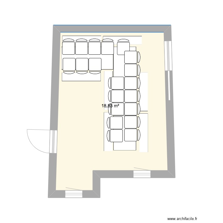 chai séjour 2025. Plan de 1 pièce et 19 m2