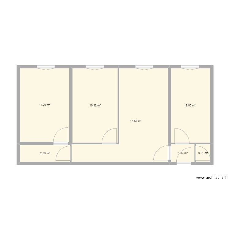 Clichy. Plan de 7 pièces et 52 m2