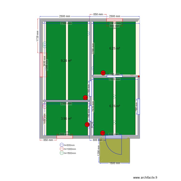 Пушкино 2м ТП. Plan de 5 pièces et 27 m2